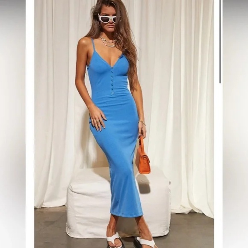 SNDYS REVOLVE Georgie Dress in Marlin Blue Size XL Stretch Sexy - Picture 1 of 16